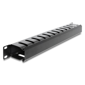 DELOCK cable management 67628 για rack 19″/1U, με βούρτσα προστασίας, μεταλλικό, μαύρο