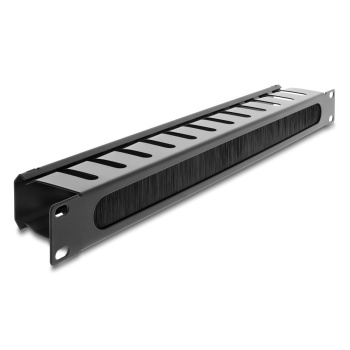 DELOCK cable management 67628 για rack 19″/1U, με βούρτσα προστασίας, μεταλλικό, μαύρο