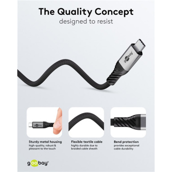 GOOBAY καλώδιο USB-C 74776, USB4, 240W, 80Gbps, 16K/60Hz, 1.5m, μαύρο