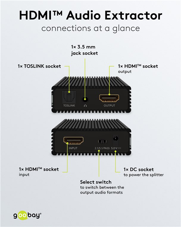 GOOBAY HDMI audio extractor 79138, 4K/30Hz, μαύρο - Image 4