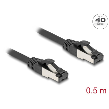 DELOCK καλώδιο δικτύου 80570, CAT 8.1 S/FTP, copper, 2000MHz, 0.50m, μαύρο