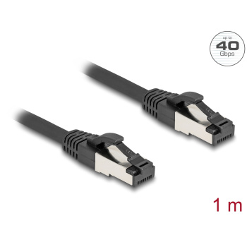 DELOCK καλώδιο δικτύου 80571, CAT 8.1 S/FTP, copper, 2000MHz, 1m, μαύρο