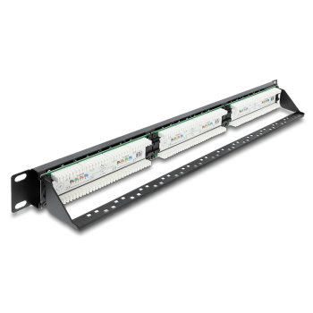DELOCK patch panel 91087 για rack 19″, 1U, 24 θυρών, CAT 6 UTP, με LED, μαύρο