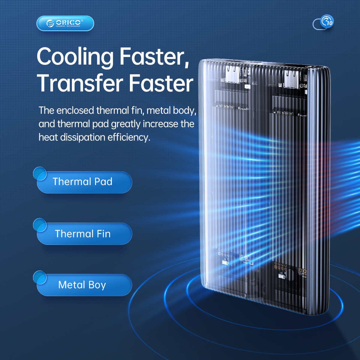 ORICO θήκη για 2x M.2 NVME SSD AM2C3-2N, 10Gbps, tool free, γκρι - Image 5