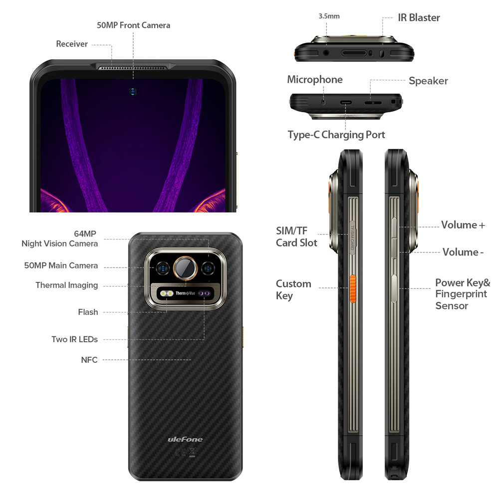 ULEFONE smartphone Armor 25T Pro, 6.78", 8/256GB, 5G, 6500mAh, IP68/IP69K/MIL-STD-810H, μαύρο - Image 3