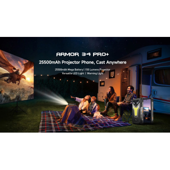 ULEFONE smartphone Armor 34 Pro Plus με βιντεοπροβολέα, 6.95″, 5G, 16/512GB, 25500mAh, IP68/IP69K/MIL-STD-810H, μαύρο