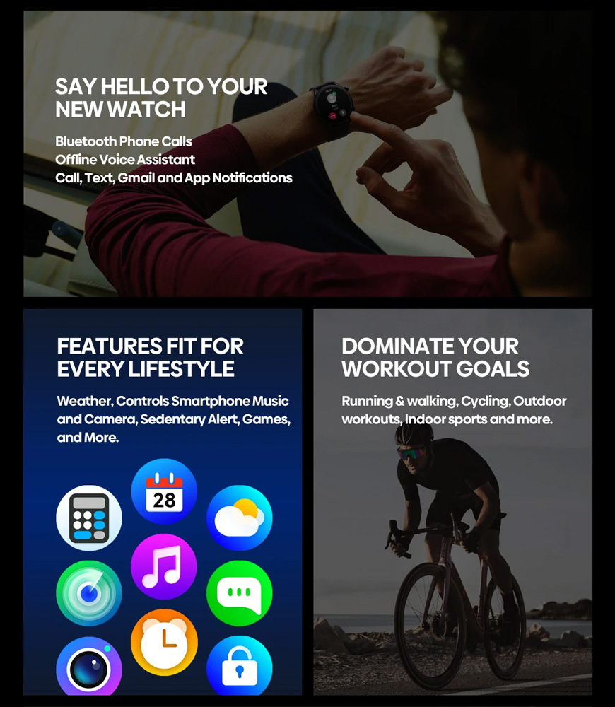 ZEBLAZE smartwatch Btalk 3 Plus, heart rate, 1.39" IPS, χρυσό - Image 2