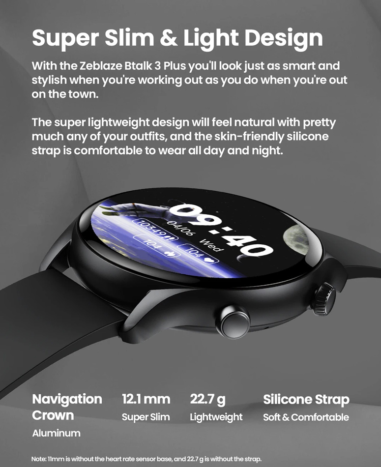 ZEBLAZE smartwatch Btalk 3 Plus, heart rate, 1.39" IPS, χρυσό - Image 3
