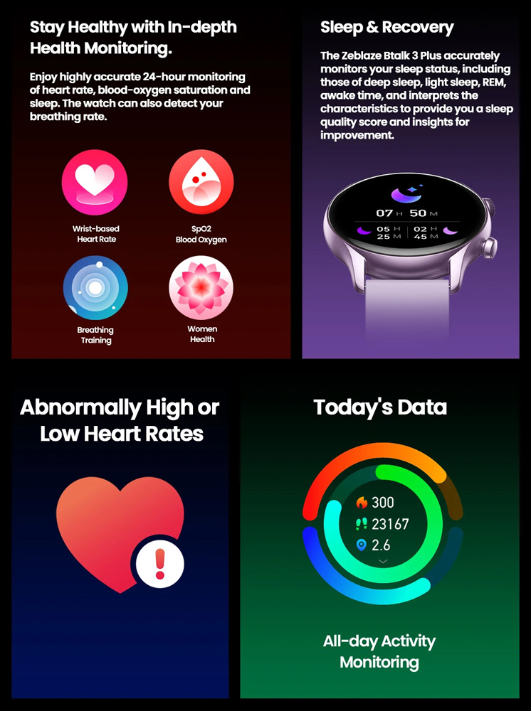 ZEBLAZE smartwatch Btalk 3 Plus, heart rate, 1.39" IPS, χρυσό - Image 4