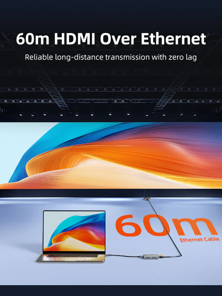 CABLETIME HDMI video extender CT-HEHD-FG60 μέσω καλωδίου RJ45, 1080p/60Hz, έως 60m - Image 2