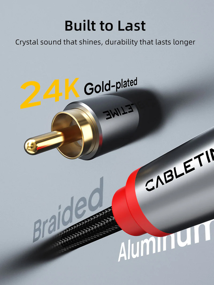 CABLETIME καλώδιο ήχου 2x RCA σε 2x RCA CT-RCA, 2m, μαύρο - Image 3