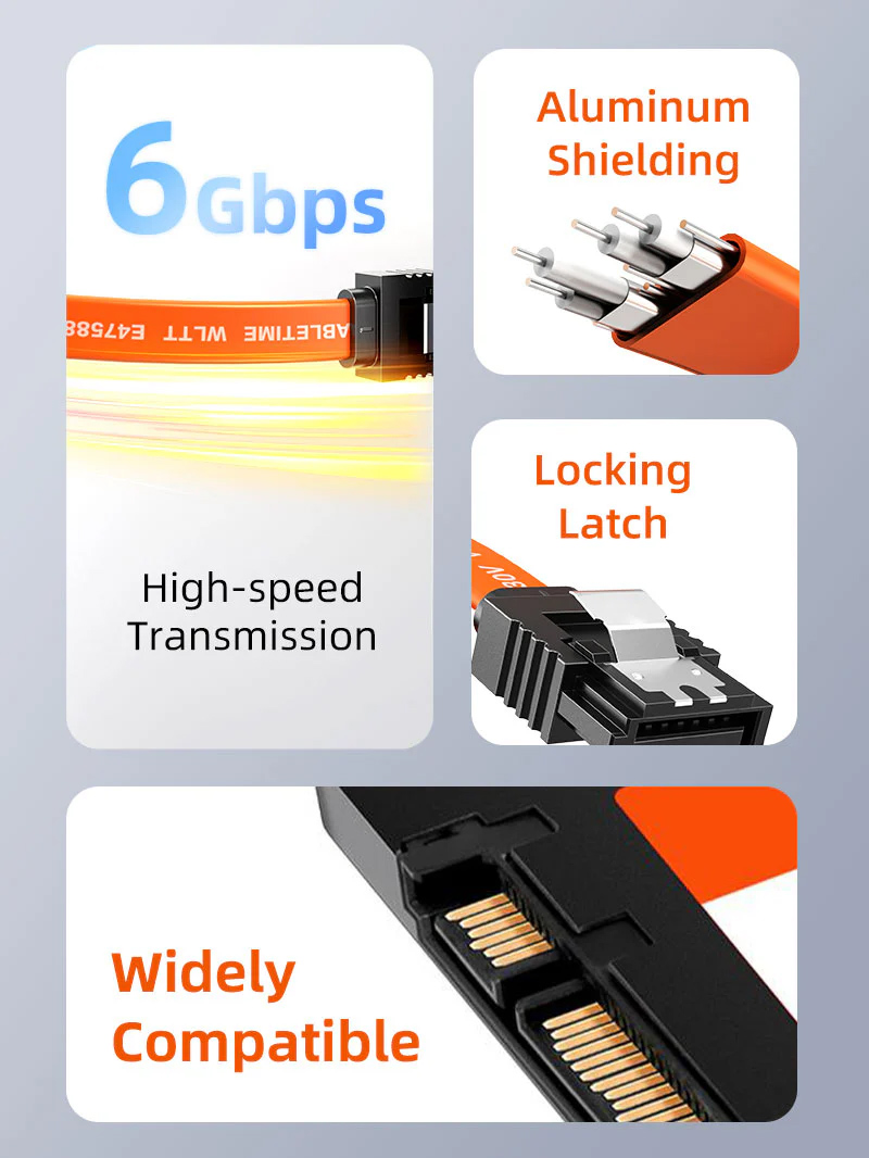 CABLETIME καλώδιο SATA III CT-SATA3R, γωνιακό, 6Gbps, 0.50m, πορτοκαλί - Image 2
