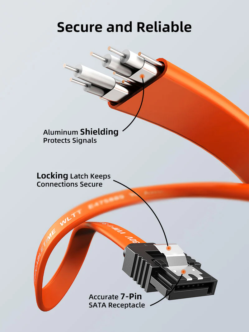 CABLETIME καλώδιο SATA III CT-SATA3R, γωνιακό, 6Gbps, 0.50m, πορτοκαλί - Image 5
