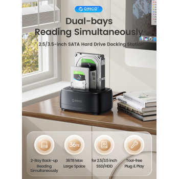 ORICO docking station για 2.5″ ή 3.5″ SATA HDD/SSD DD28U3-C, 2 θέσεων, 5Gbps, clone function, μαύρο
