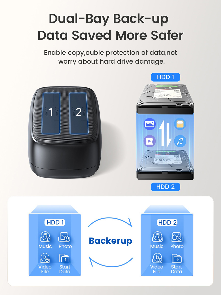 ORICO docking station για 2.5" ή 3.5" SATA HDD/SSD DD28U3-C, 2 θέσεων, 5Gbps, clone function, μαύρο - Image 3