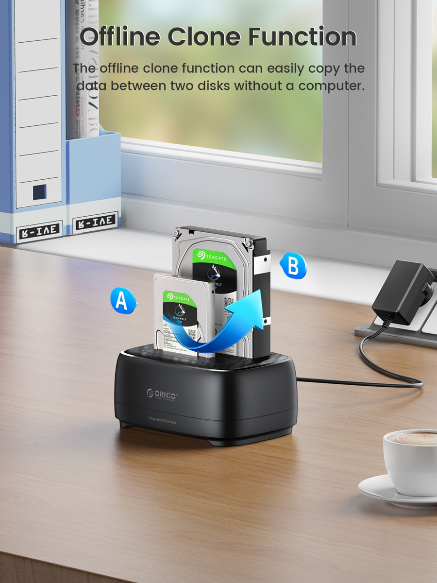 ORICO docking station για 2.5" ή 3.5" SATA HDD/SSD DD28U3-C, 2 θέσεων, 5Gbps, clone function, μαύρο - Image 4