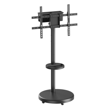 BRATECK βάση τηλεόρασης δαπέδου FS38-46TWE, 37-86″, έως 50kg, με ράφι & cable management, ροδάκια, μαύρη