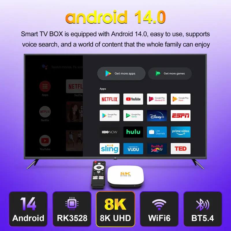 H96 MAX TV Box M2 Plus, 8K, 4/32GB, WiFi 6, Bluetooth, Android 14 - Image 3