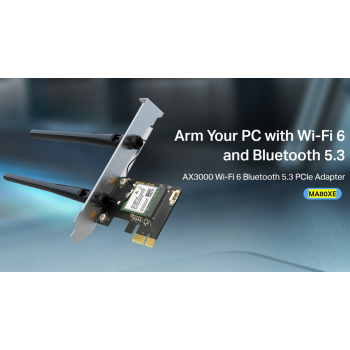 MERCUSYS κάρτα δικτύου WiFi 6 & Bluetooth MA80XE, 3000Mbps AX3000, PCIe, V2.0
