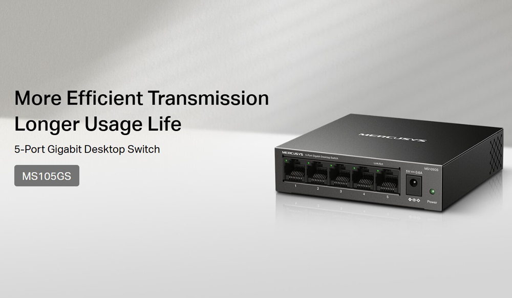 MERCUSYS desktop switch MS105GS, 5x Gigabit θύρες, V2.0 - Image 2