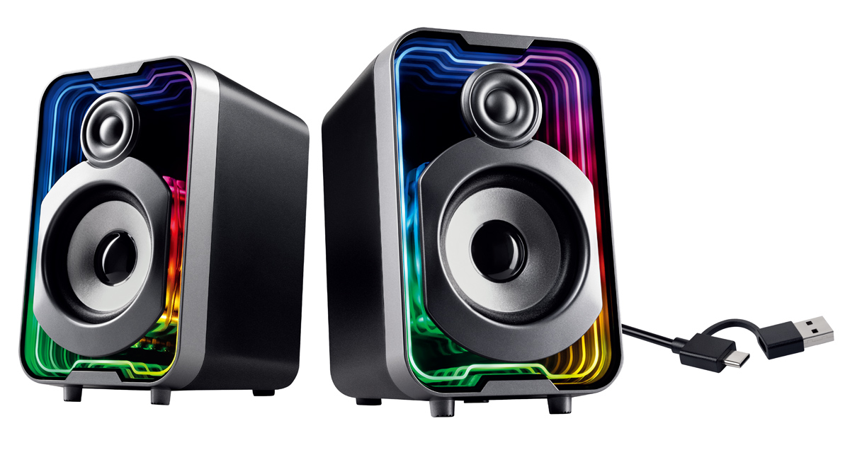 POWERTECH ηχεία PT-1575 με RGB φωτισμό, 2x 5W, Bluetooth & USB/USB-C, μαύρα - Image 3