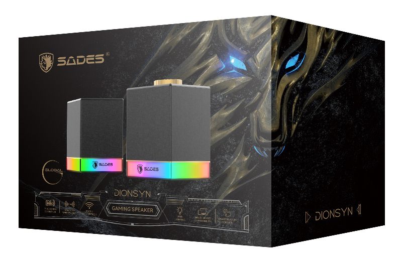 SADES gaming ηχεία Dionsyn με RGB φωτισμό, 2x 5W, Bluetooth & USB-C/USB, μαύρα - Image 4