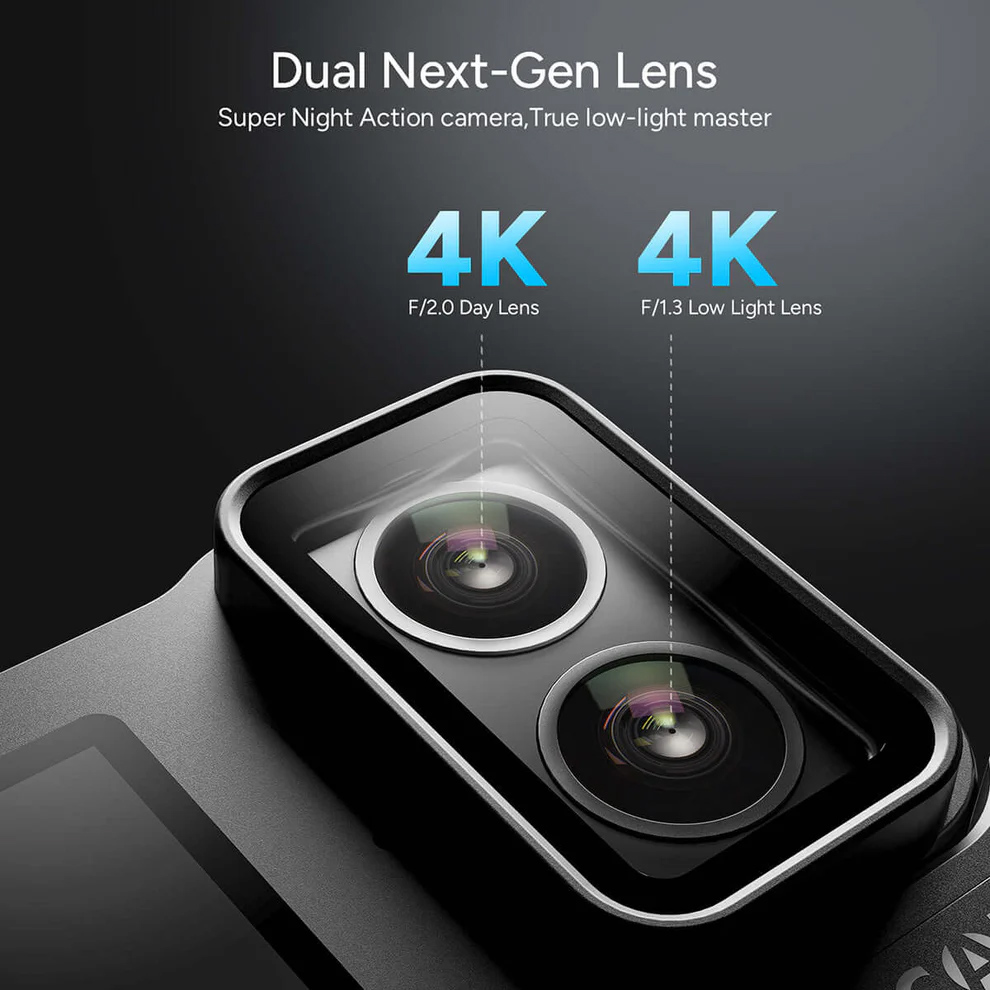 SJCAM action camera SJ20 με 2x φακούς, 2x οθόνες, 20MP/4K, WiFi, αδιάβροχη θήκη, μαύρη - Image 2