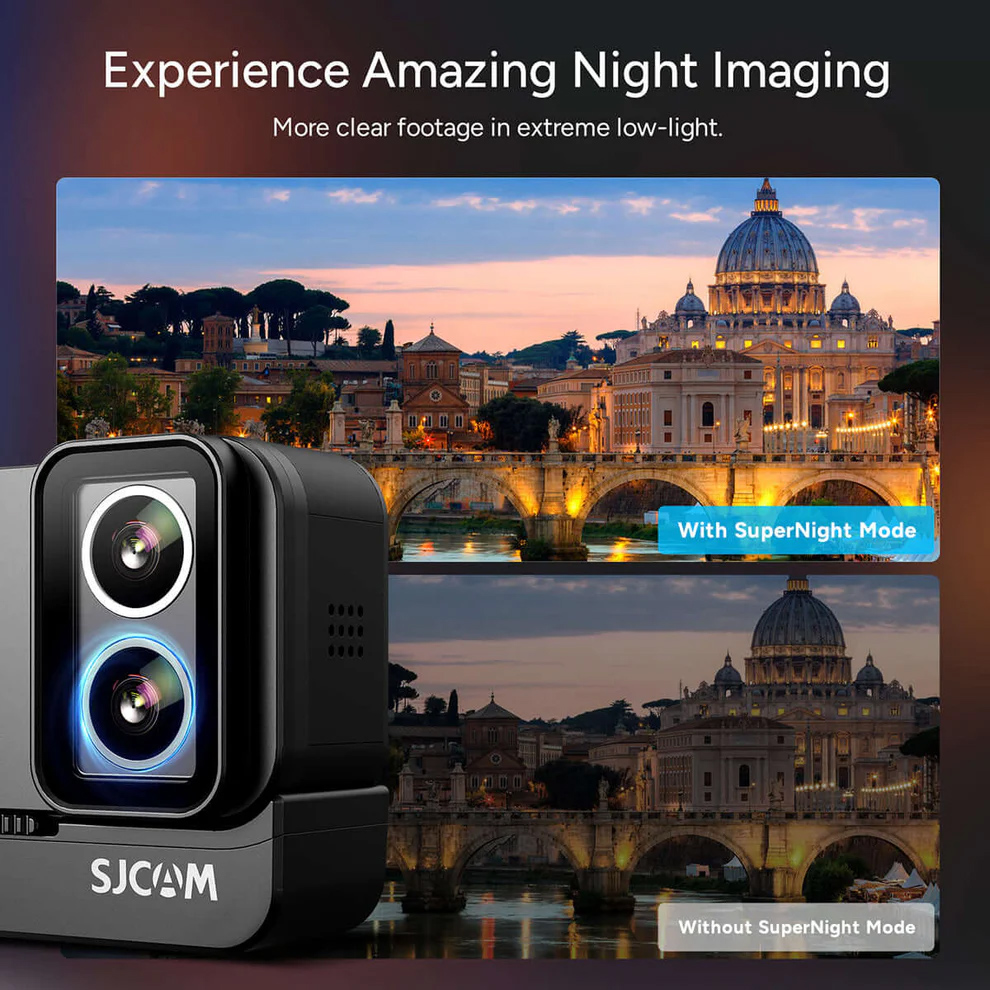SJCAM action camera SJ20 με 2x φακούς, 2x οθόνες, 20MP/4K, WiFi, αδιάβροχη θήκη, μαύρη - Image 3
