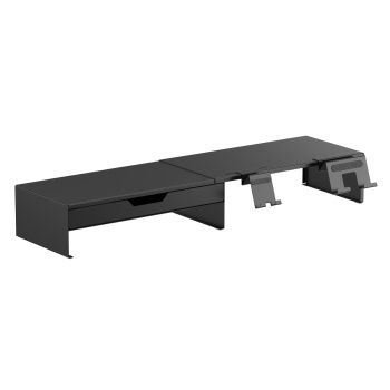 BRATECK επιτραπέζια βάση για οθόνη/laptop/smartphone/tablet STB-128-02 με συρτάρι, 13-32″, έως 20kg, heavy duty, μαύρη