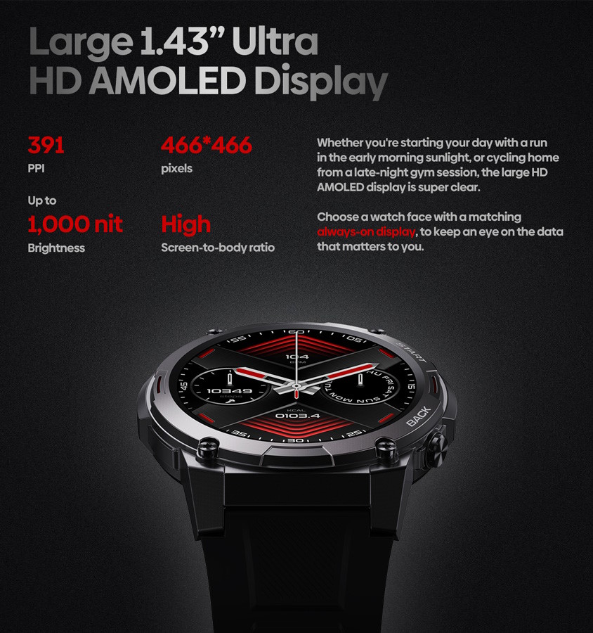 ZEBLAZE smartwatch Vibe 7 Pro, heart rate, 1.43" AMOLED, 3 ATM, ασημί - Image 4