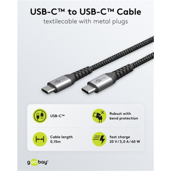 GOOBAY καλώδιο USB-C 49301, 60W, 480Mbps, 0.50m, μαύρο