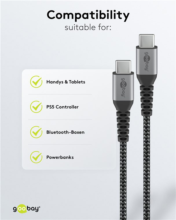 GOOBAY καλώδιο USB-C 49303, 60W, 480Mbps, 2m, μαύρο - Image 5