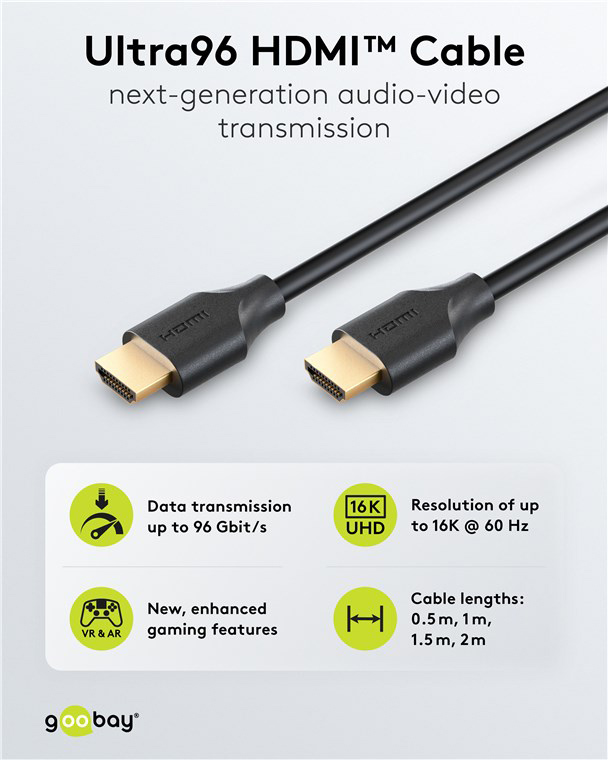 GOOBAY καλώδιο HDMI 2.2 80073, 16K/60Hz, 96 Gbps, 0.50m, μαύρο - Image 3