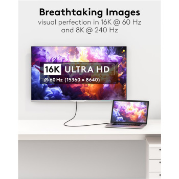 GOOBAY καλώδιο HDMI 2.2 80091, 16K/60Hz, 96 Gbps, 1m, μαύρο