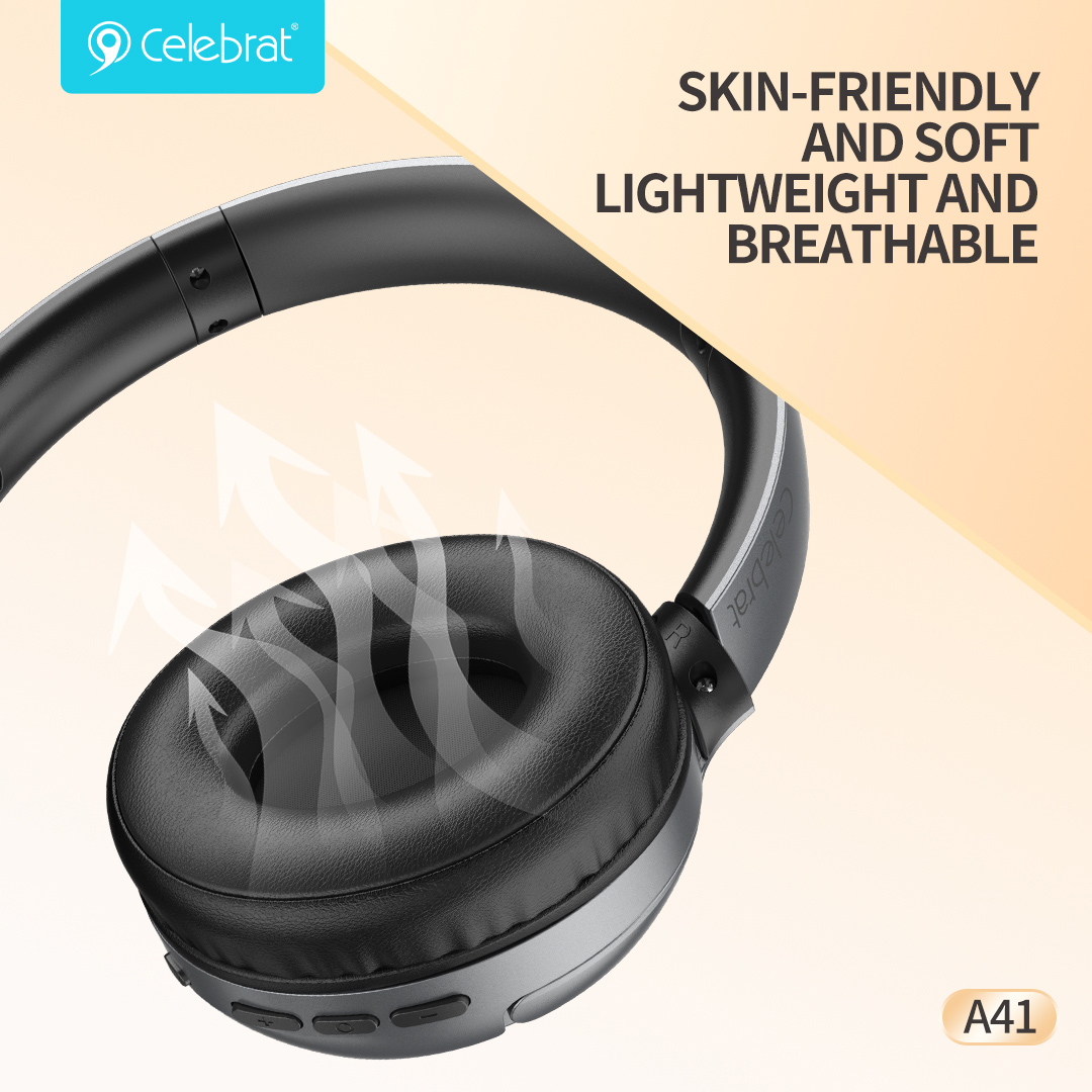 CELEBRAT headphones A41, ασύρματα & ενσύρματα, 40mm, 400mAh, ANC, μαύρα - Image 4