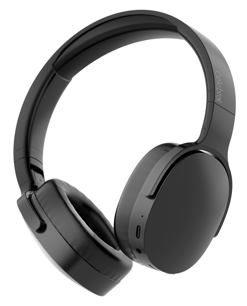 CELEBRAT headphones A45, ασύρματα & ενσύρματα, micro SD, 40mm, 250mAh, μαύρα