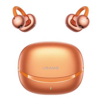 USAMS earphones με θήκη φόρτισης Echo R03, OWS, Φ11mm, 40/300mAh, πορτοκαλί