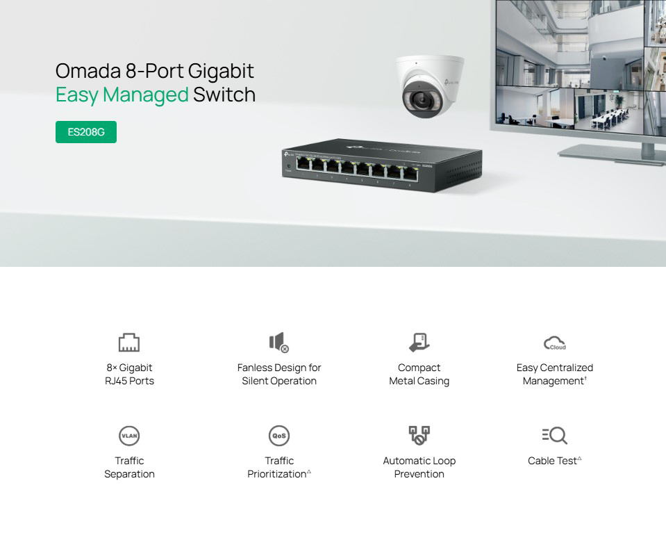 TP-LINK easy managed switch ES208G, 8x Gigabit θύρες, V1.0 - Image 2