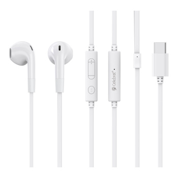 CELEBRAT earphones με μικρόφωνο G39, USB-C σύνδεση, 14mm, 1.2m, λευκά