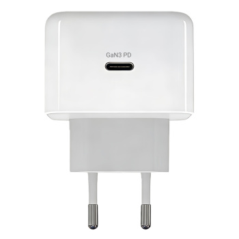 POWERTECH φορτιστής τοίχου PT-1581 με καλώδιο, USB-C, 40 έως 60W, GaN, AVS, λευκός