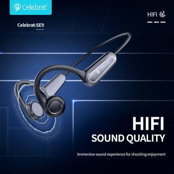 CELEBRAT neckband earphones SE9, OWS Bone Conduction, 16.3mm, 180mAh, μαύρα