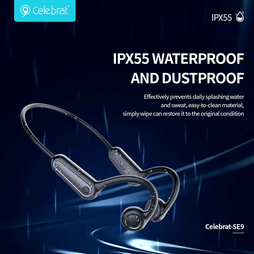 CELEBRAT neckband earphones SE9, OWS Bone Conduction, 16.3mm, 180mAh, μαύρα - Image 3