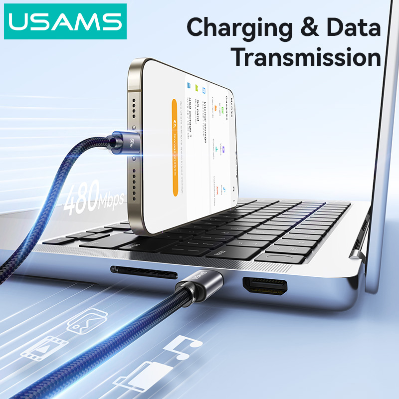 USAMS καλώδιο USB-C SJ769, 60W, 480Mbps, 1m, μαύρο - Image 4