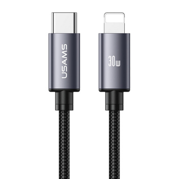 USAMS καλώδιο Lightning σε USB-C SJ770, 30W, 480Mbps, 1m, μαύρο