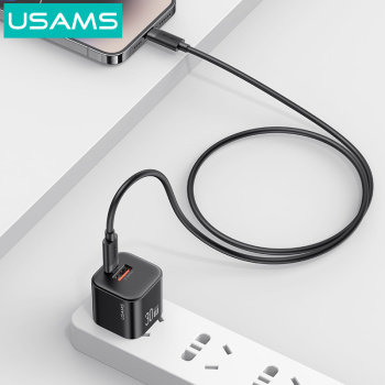 USAMS καλώδιο Lightning σε USB-C SJ781, 30W, 480Mbps, 1m, μαύρο