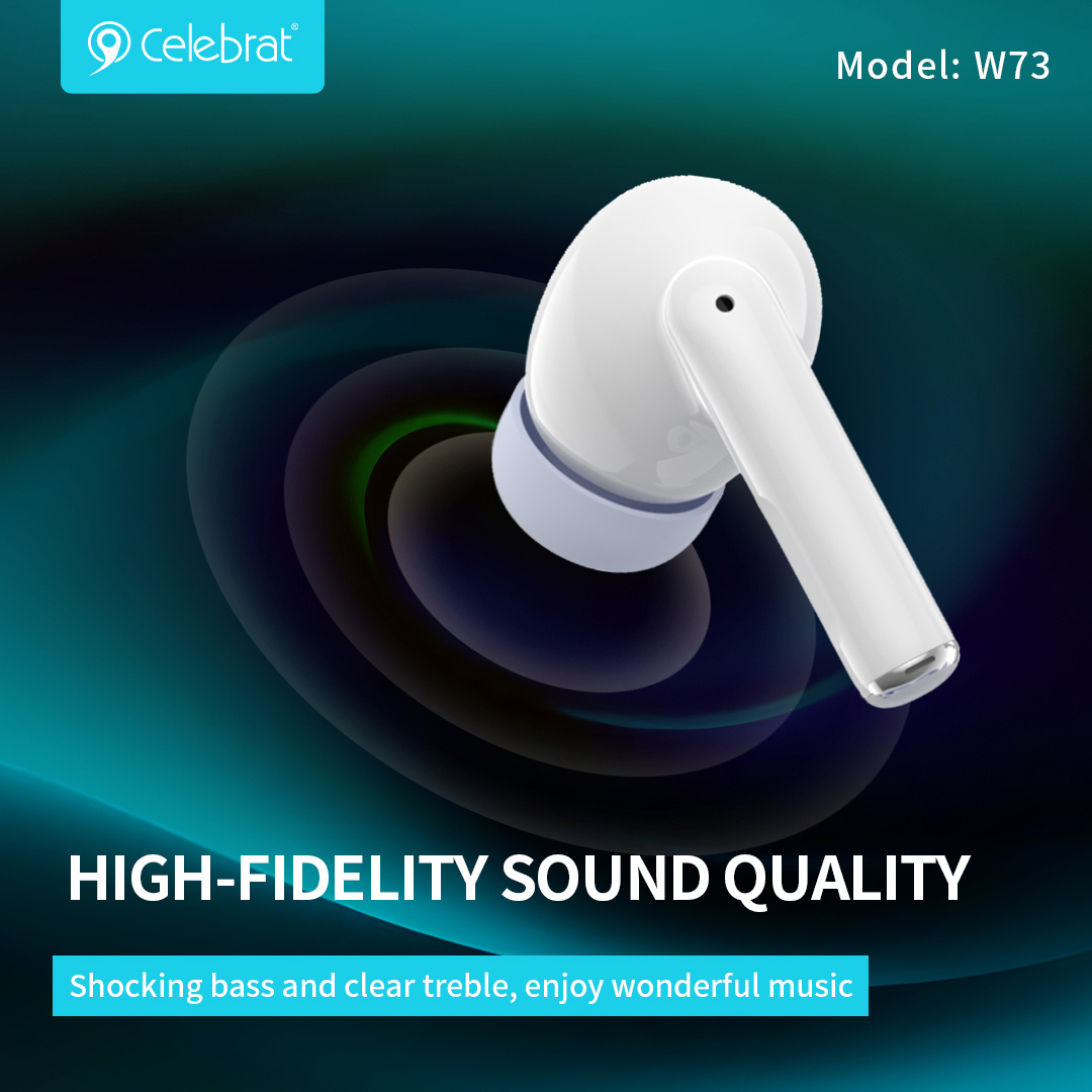 CELEBRAT earphones με θήκη φόρτισης W73, True Wireless, 13mm, 33/380mAh, λευκά - Image 3