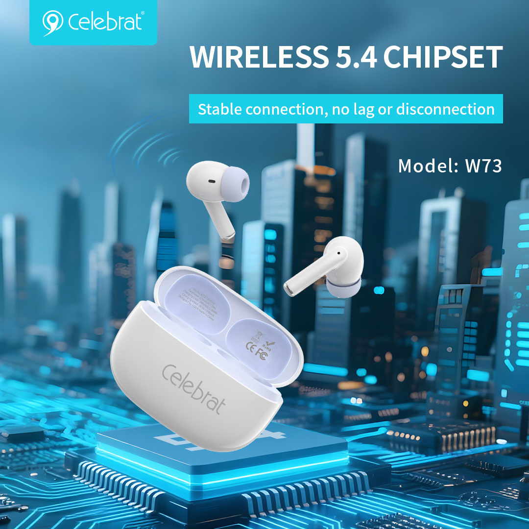 CELEBRAT earphones με θήκη φόρτισης W73, True Wireless, 13mm, 33/380mAh, λευκά - Image 4