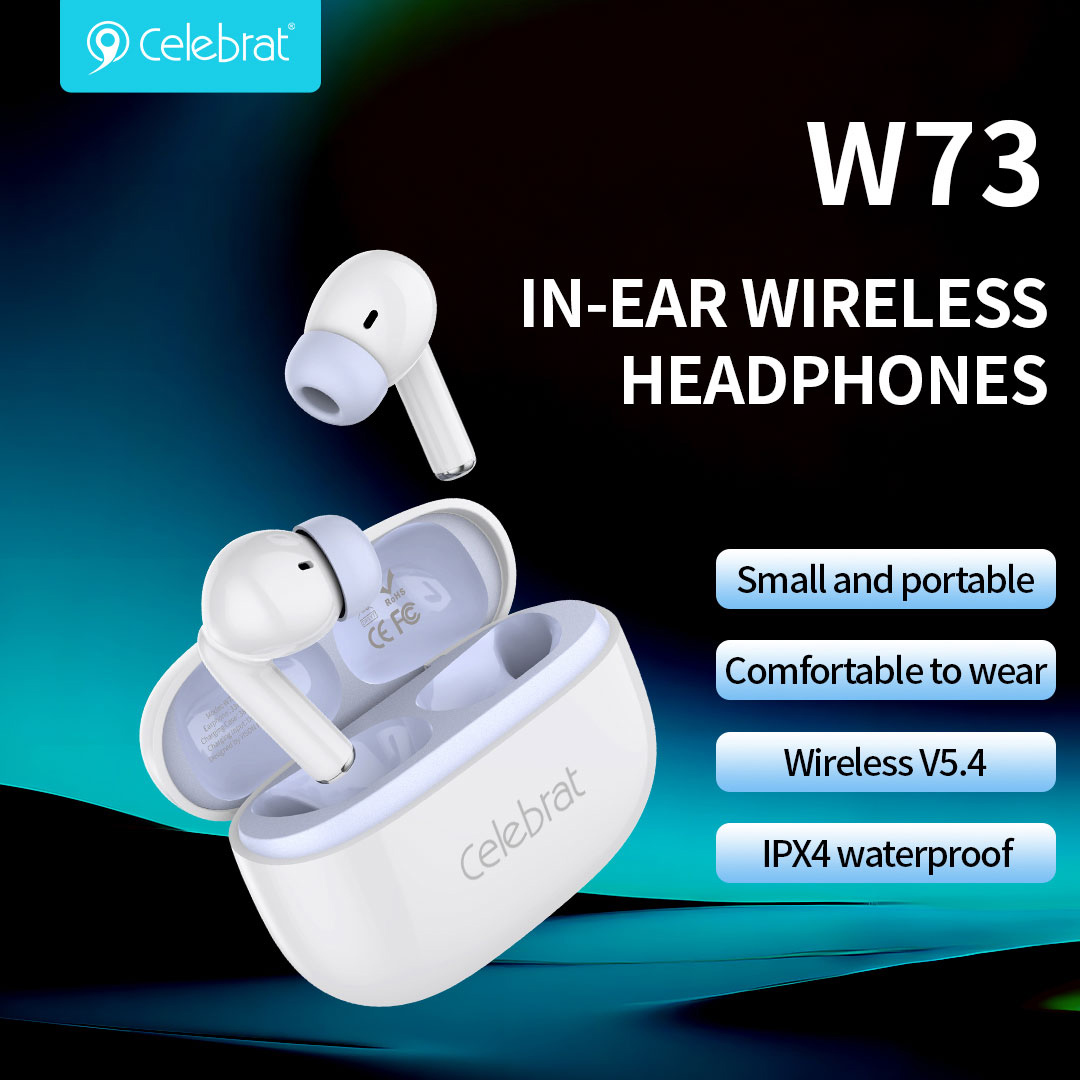 CELEBRAT earphones με θήκη φόρτισης W73, True Wireless, 13mm, 33/380mAh, λευκά - Image 5