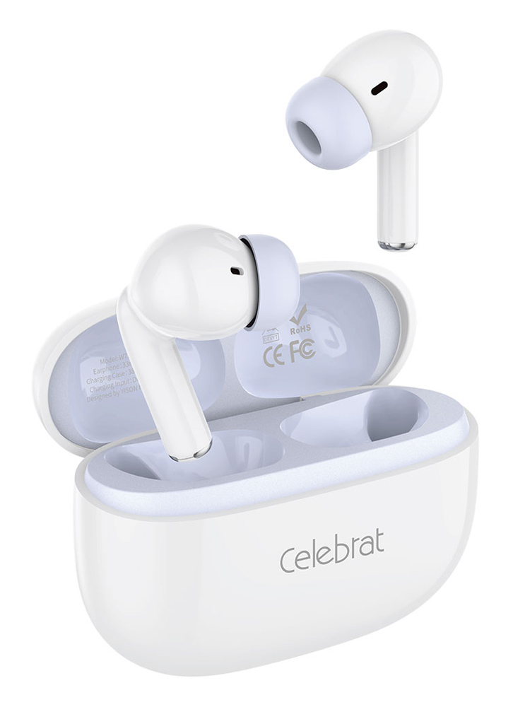 CELEBRAT earphones με θήκη φόρτισης W73, True Wireless, 13mm, 33/380mAh, λευκά