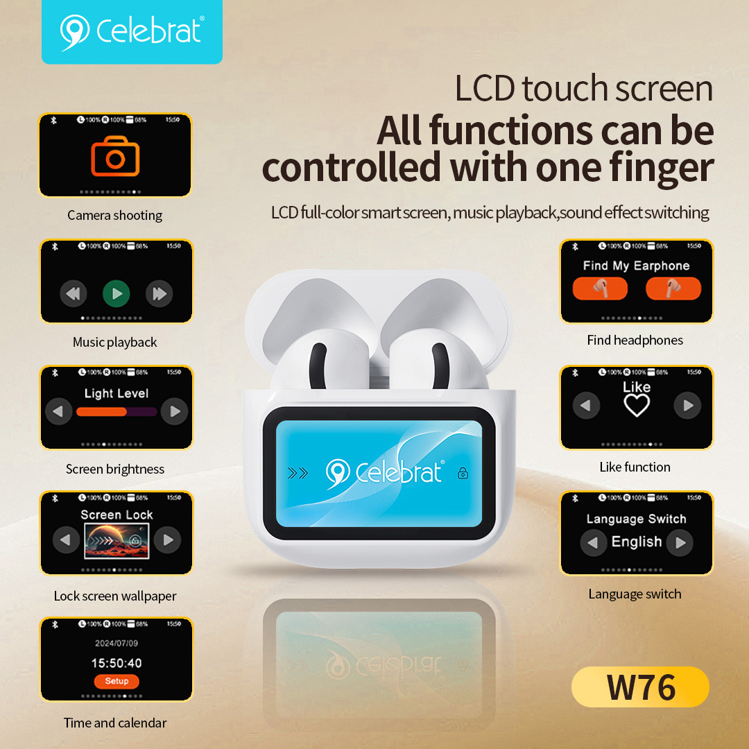 CELEBRAT earphones με θήκη φόρτισης W76, True Wireless, 13mm, 25/300mAh, λευκά - Image 2
